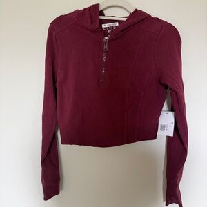 Forever 21 Maroon Zip-Up Cropped Hoodie
